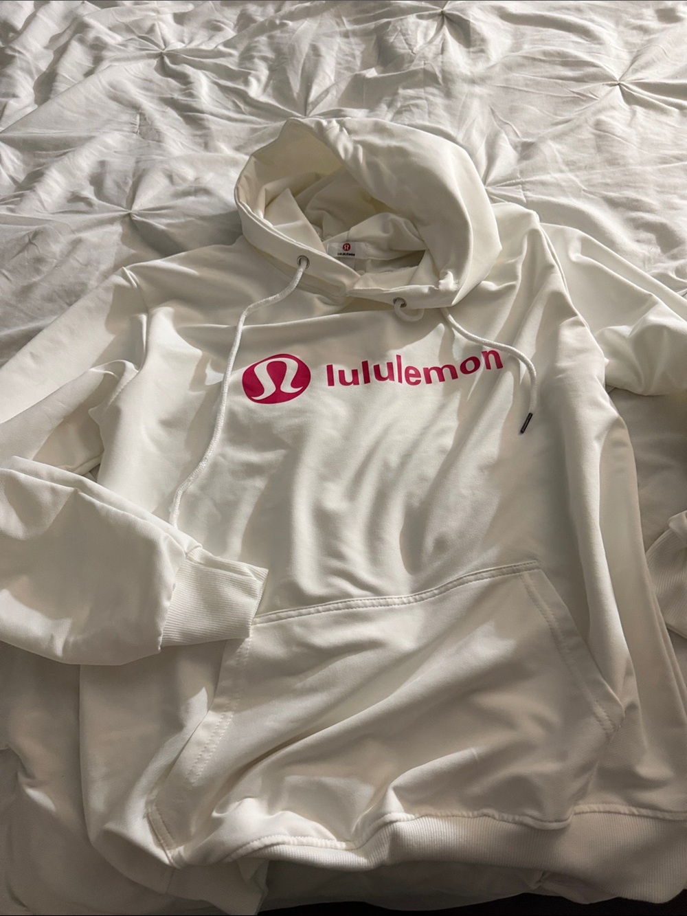 lululemon athletica White Hoodie with Pink Logo